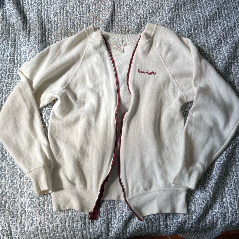 Vintage Texas A&M Aggies White Zip-Up Jacket